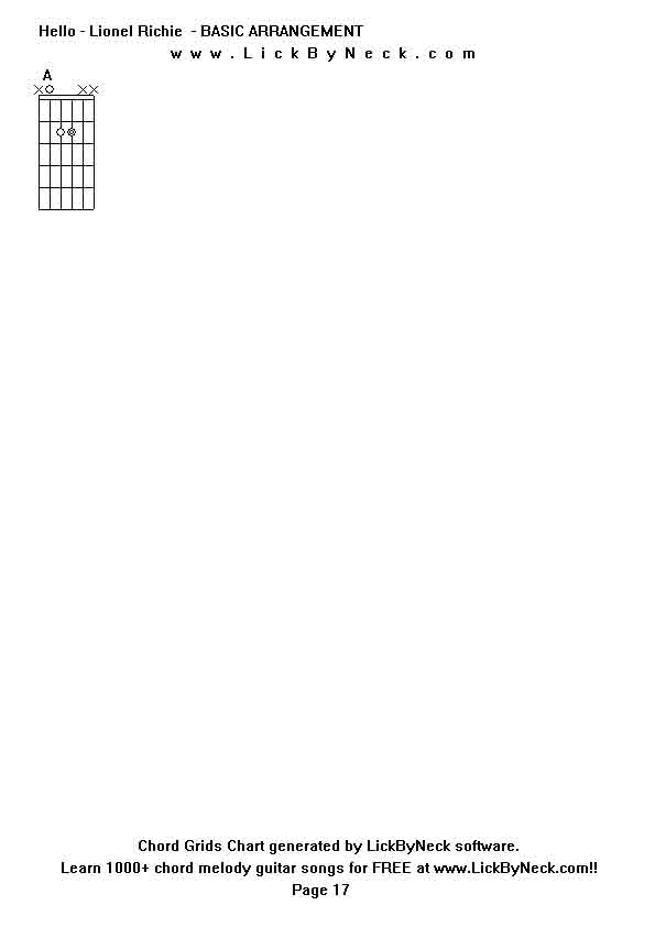 Chord Grids Chart of chord melody fingerstyle guitar song-Hello - Lionel Richie  - BASIC ARRANGEMENT,generated by LickByNeck software.